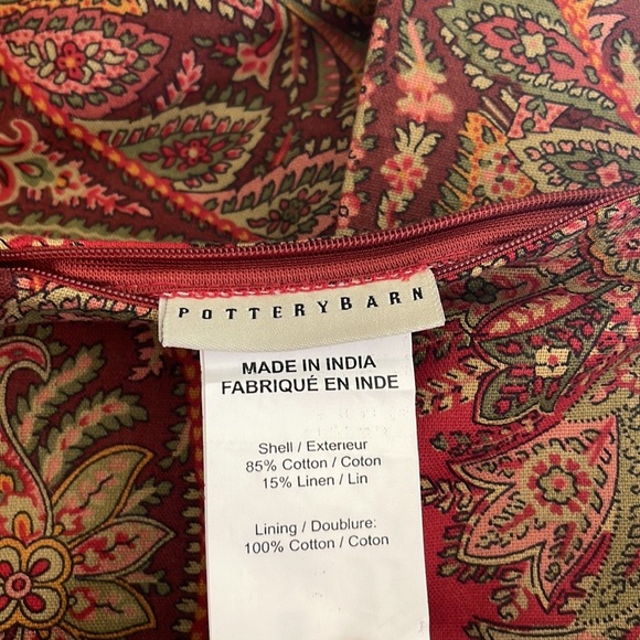 Pottery Barn Accents Pottery Barn Red Paisley Pillow Cover 24x24